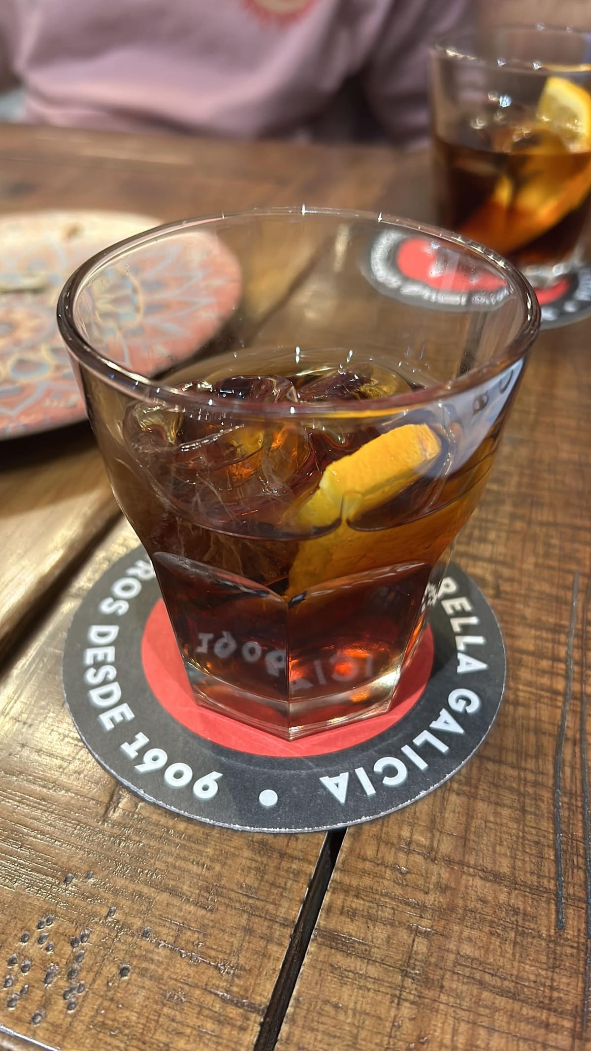 Classic Spanish vermouth served over ice at a Madrid bar